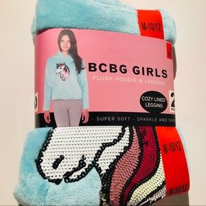 BCBG Girls Plush Hoodie & Leggings 2 pc Med New